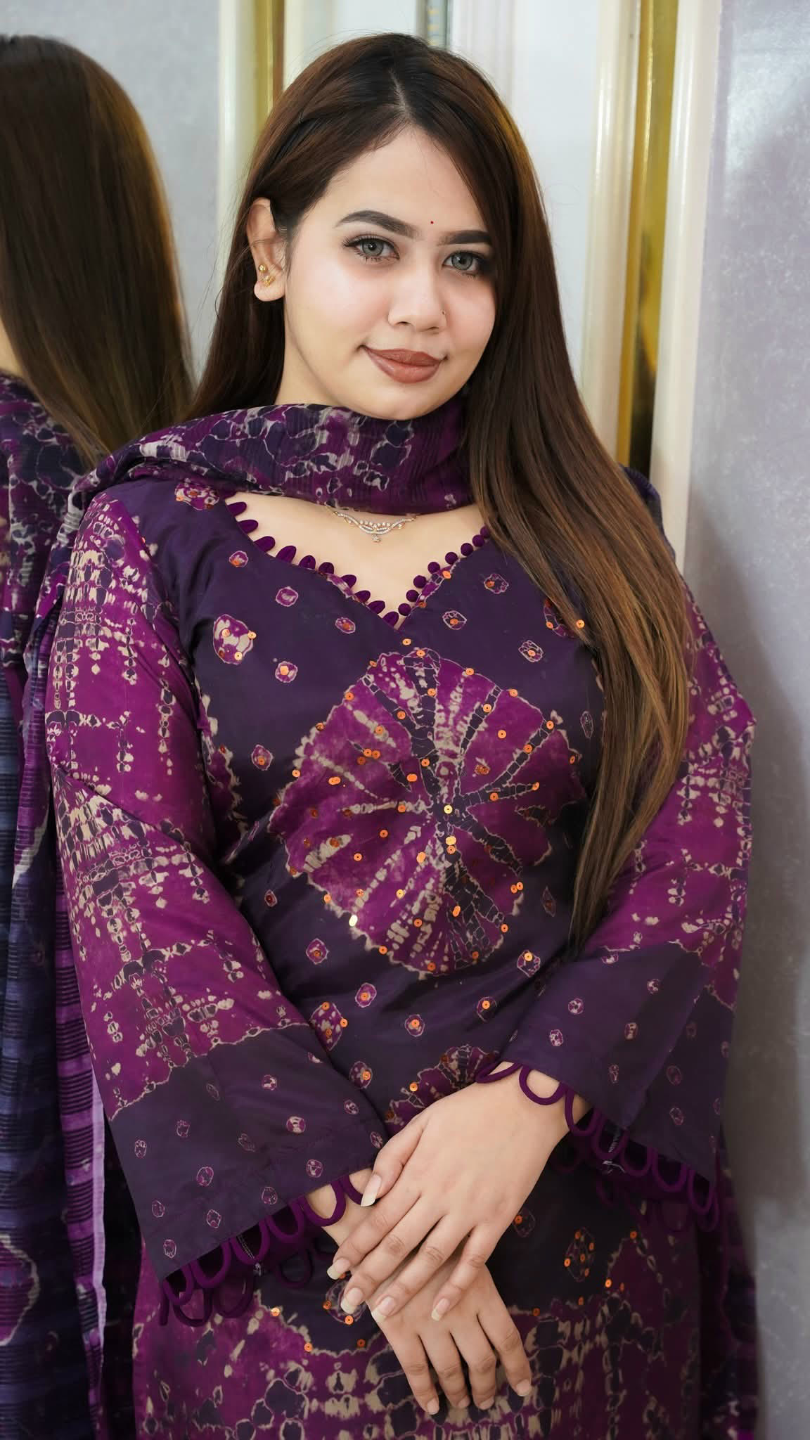 বাটিক প্রিন্ট কোটা রেডিমেড থ্রি-পিস