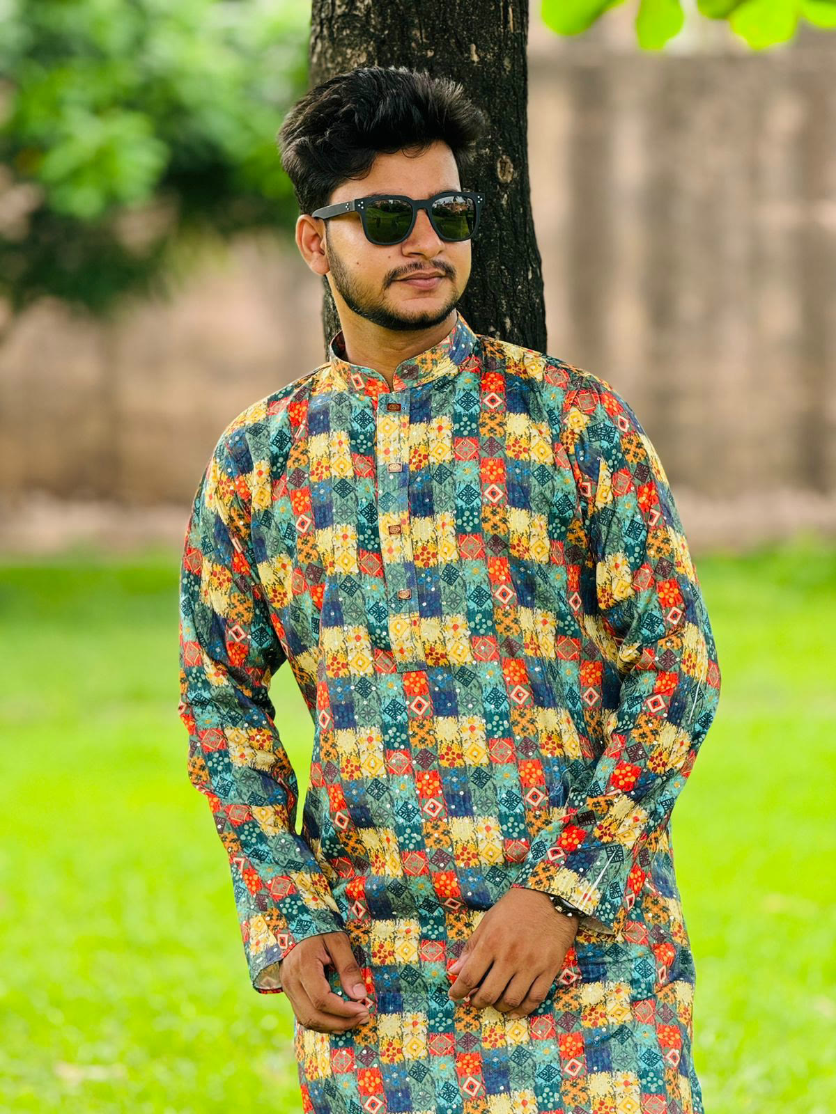 সিকোয়েন্স ওয়ার্ক ডিজিটাল প্রিন্ট কটন পাঞ্জাবি