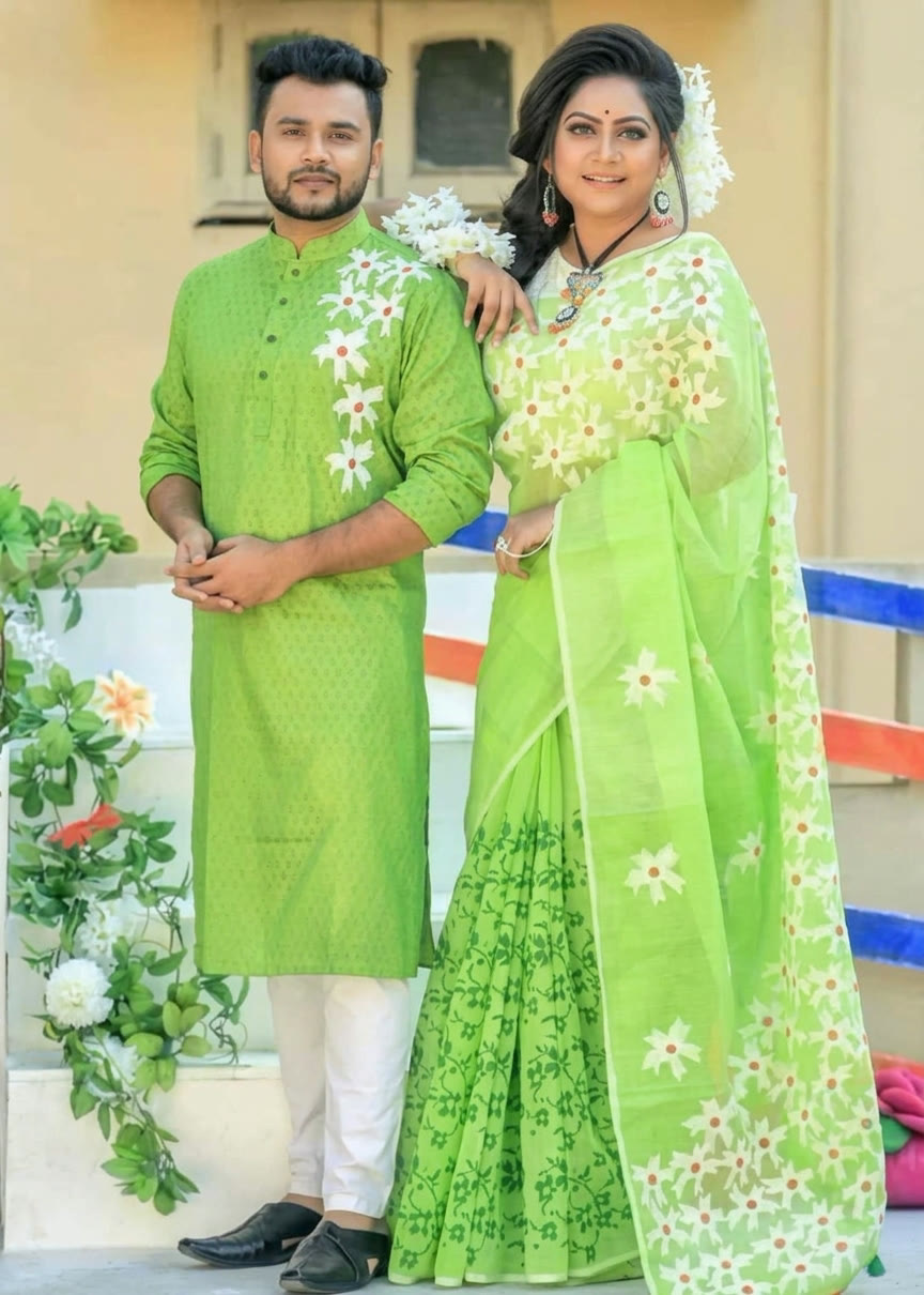 শাড়ি ও পাঞ্জাবি কাপল কম্বো